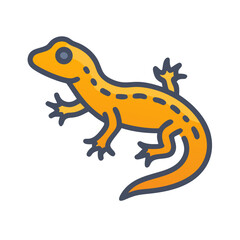 Cartoon Yellow Lizard Illustration with Bold Outline on Black Background