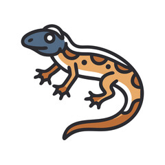 Cartoon Newt Illustration: Colorful Amphibian with Unique Markings on a Black Background