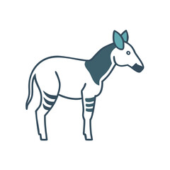 Stylized Okapi Illustration with Stripes on Black Background