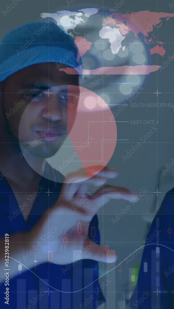 Aufkleber animation of data processing over diverse surgeons