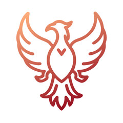 Elegant Phoenix Symbol with Gradient on Black Background, Illustration Art