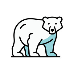 Modern Polar Bear Icon Illustration on Black Background - Wildlife Theme