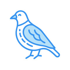 Blue Bird Vector Illustration on Black Background - Symbol of Peace