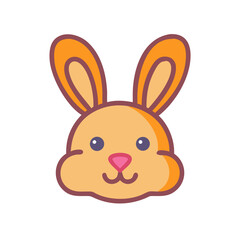 Cute Bunny Face Vector Illustration on Black Background for Easter and Spring