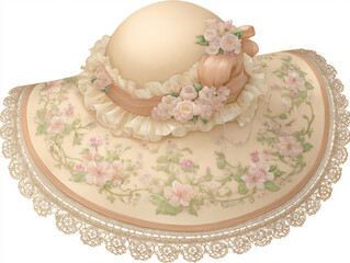elegant wide-brim hat with pastel floral design
