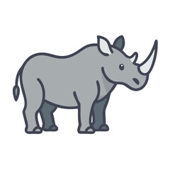 Cartoon Rhinoceros Illustration: Wildlife Animal Icon Vector Graphic Design