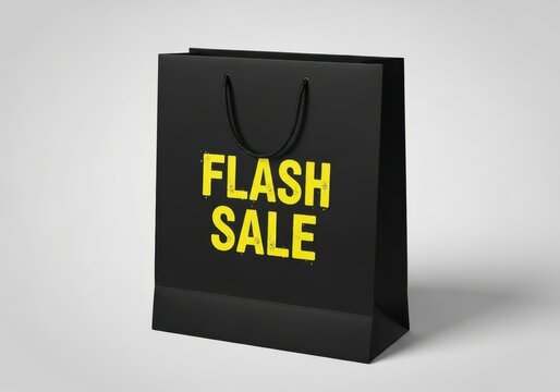 Black shopping bag with flash sale text