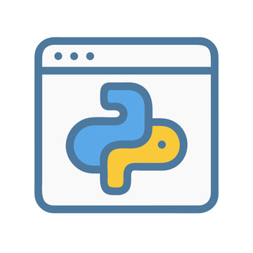 Python Programming Language Icon inside a Browser Window Symbol