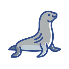 Cute Cartoon Seal Character Vector Illustration on Black Background