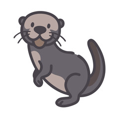 Cute Cartoon Otter Illustration Isolated on Black Background for Design Projects