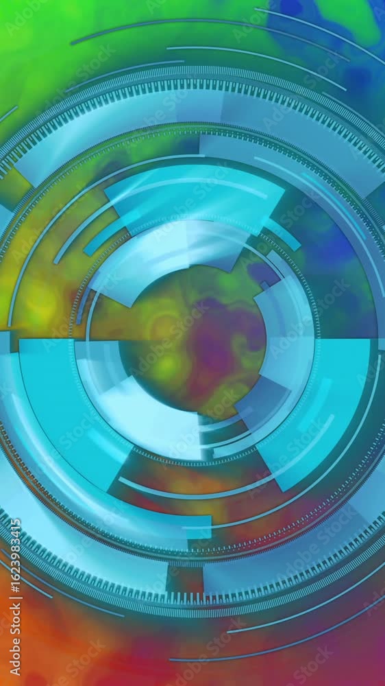 Poster animation of scope scanning on colourful background