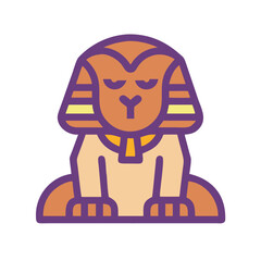 Vector Icon: Sphinx Illustration, Ancient Egypt Landmark, Culture and History Iconography