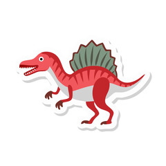 Cartoon Spinosaurus Dinosaur Illustration on Black Background for Kids, Education