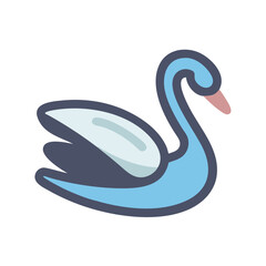Elegant Swan Illustration: Aquatic Bird with Graceful Neck and Beautiful Design