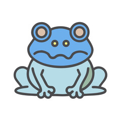 Cartoon Blue Frog Illustration on Black Background, Simple and Playful Design