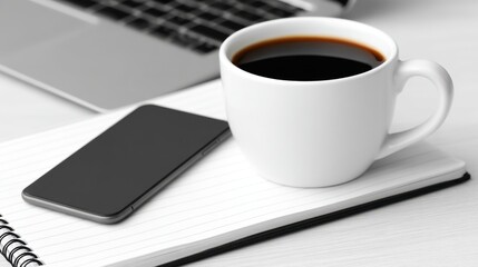 A Cup of Coffee Placed Beside a Laptop on a Table, Symbolizing Productivity and Focus - Efficiency