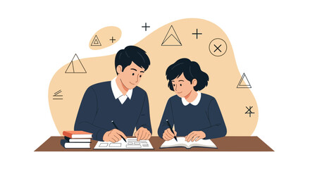 Dedicated Tutor Helping Young Student Completing Assignments For Better Learning Experience