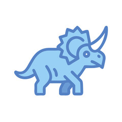 Triceratops Dinosaur Illustration: Prehistoric Reptile with Horns and Frill on Black