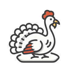 Stylized Thanksgiving Turkey Vector Icon Illustration on Black Background
