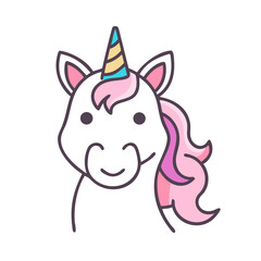 Cute Cartoon Unicorn with Pastel Colors on a Black Background