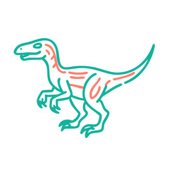 Neon Raptor Illustration: Vintage Dinosaur Art for Retro and Modern Designs