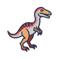 Cartoon Velociraptor on Black Background - Dinosaur Illustration for Kids