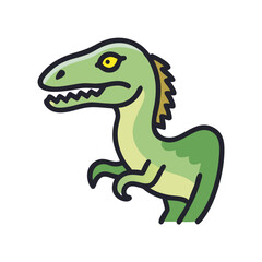 Cartoon Velociraptor Dinosaur Illustration on Black Background - Prehistoric Reptile