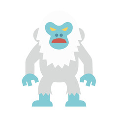 Angry Cartoon Yeti or Bigfoot Character on Black Background