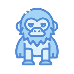 Cartoon Yeti or Bigfoot Vector Illustration with Blue Color Palette