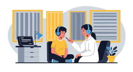 Doctor Interviewing Young Patient For Telemedicine Consultation With Headphones