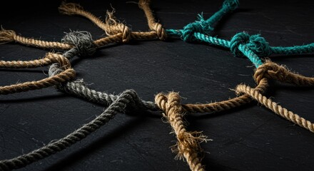 Intricate Patterns of Twisted Ropes on a Dark Surface - An Exploration of Texture and Form