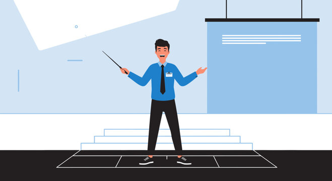 Confident Presenter Delivers A Engaging Speech For Business Meeting - Powered by Adobe