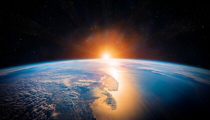 sunrise over earth from space perspective