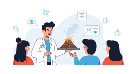 Explaining Science Experiments With A Volcano Model To A Group of Students