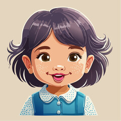 stippling portrait of south asian toddler making fish lips with micro-dot shading, expressive vector face, playful baby artwork