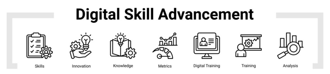 Digital Skill Advancement icon sheet banner collection