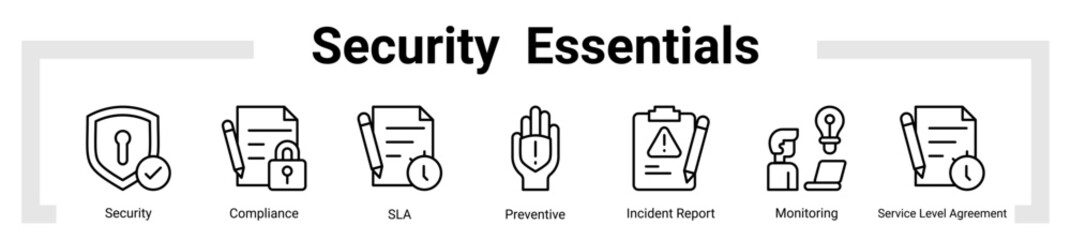 Security  Essentials icon sheet banner collection
