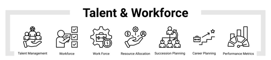 Talent And Workforce  icon sheet banner collection