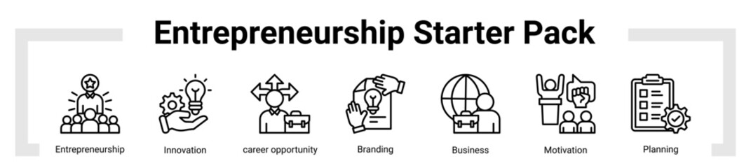 Entrepreneurship Starter Pack icon sheet banner collection