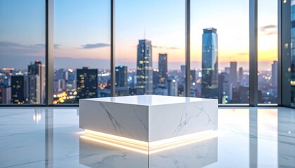 Marble Platform Beckons amidst Cityscape Majesty