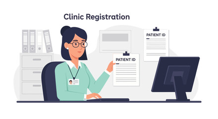 Healthcare Professional Managing Patient Identification Records At Clinic