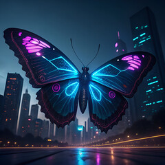 butterfly in the night city