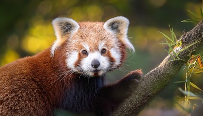 the red panda also known as the lesser panda is a small tree dwelling mammal native to the himalayas known for its reddish fur