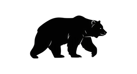 Obraz premium Silhouette of a large brown bear walking in silhouette against a black background