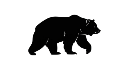 Silhouette of a large brown bear walking in silhouette against a black background