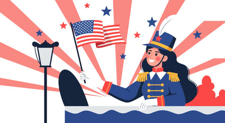 Patriotic Parade Celebrating American Culture And Heritage With Bandleader