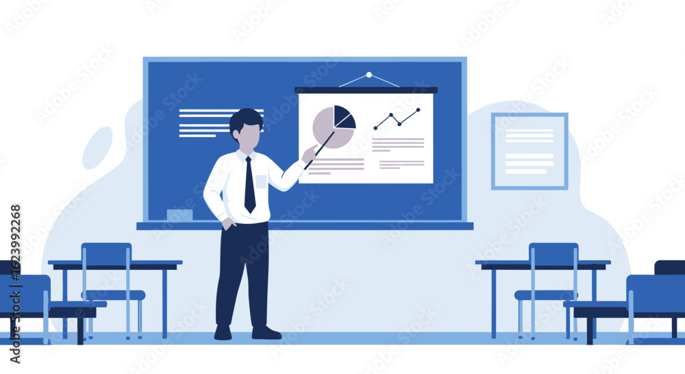 Aufkleber professional instructor explaining business analytics data in classroom setting