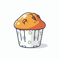 Cartoon muffin with an orange top and decorated paper cup