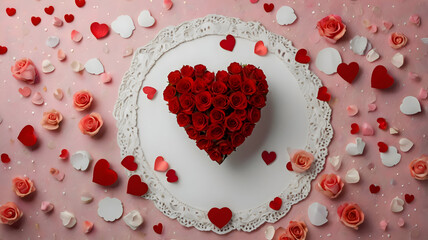 red heart on a red background