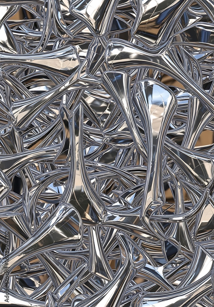 Poster abstract metallic reflections creating a futuristic and complex visual texture composition
